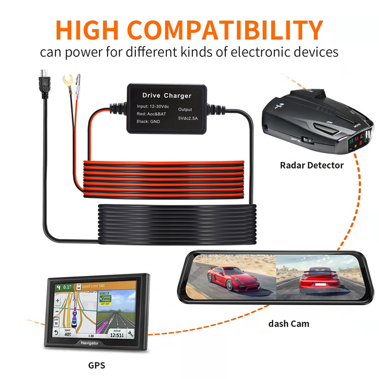Factory Direct Sales Mobile Phone Tablet Voltage-reducing Cables 3.2m Mini Electronic Dog Detection radar Power Cables