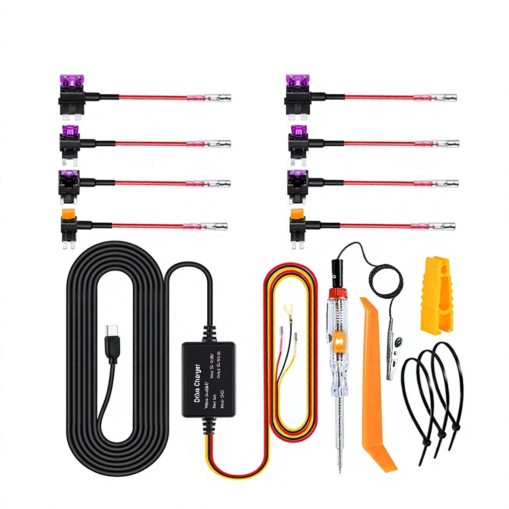 Cross-border Supply Automotive Voltage-reducing Cables Mini 3.2m Three-core Time-lapse Recording 24-hour Parking Monitoring