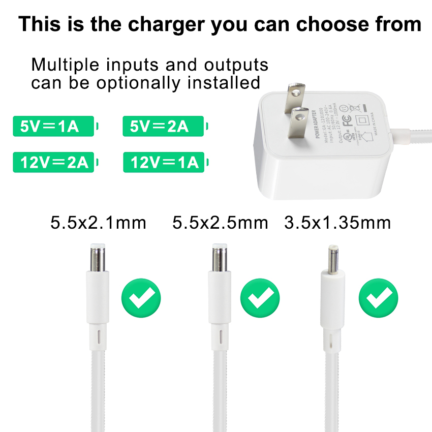AC/DC ADAPTER Ac to Dc Switching Supply 12v 2a Universal Plug Travel Power Adapter 3.5*1.35mm