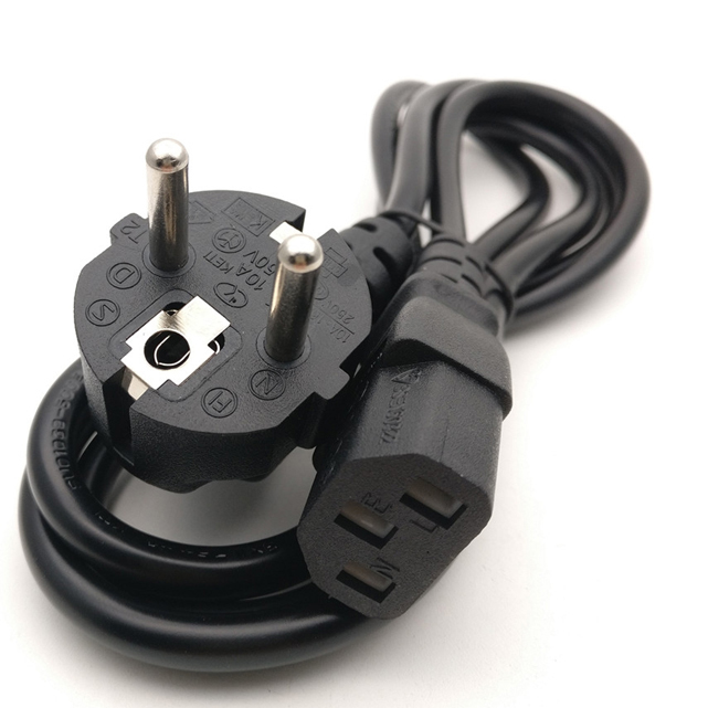 Factory Supply Connector European Standard 3 Pin Schuko Plug Cable Eu Ac Power Cord 1.5m 0.75mm2 Eu Cable