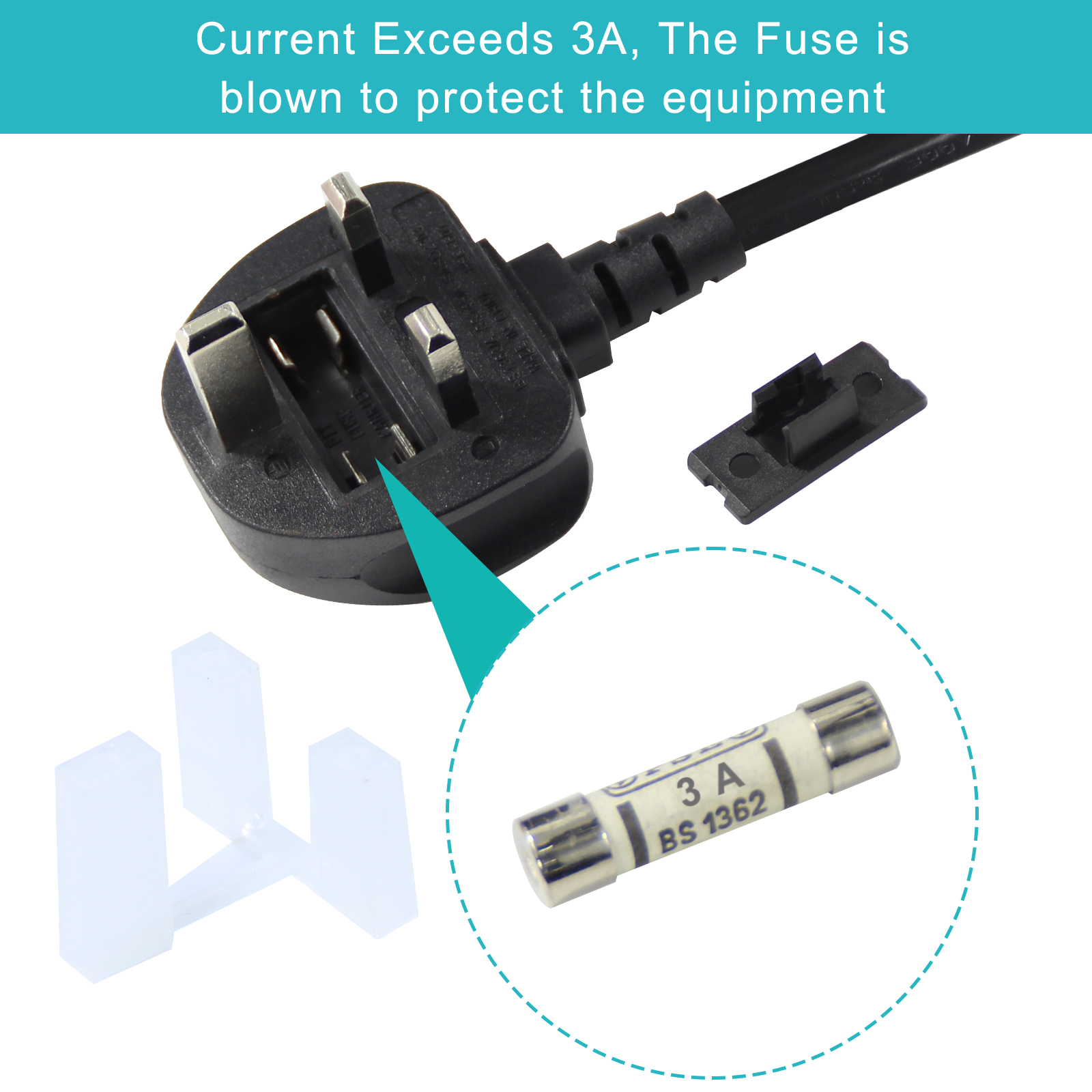 Bs1362 Standard Angled C7 Power Cord 3a Fused Uk Plug Male End Type Bs Female Iec 3m Ac Power Supply Cord for Home Appliances