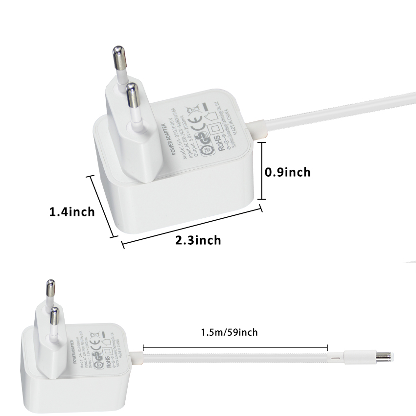 Eu Plug 100-240v to Dc5521 Ac/dc Adapter 5v 2a Power Supply for Led-strip-lights