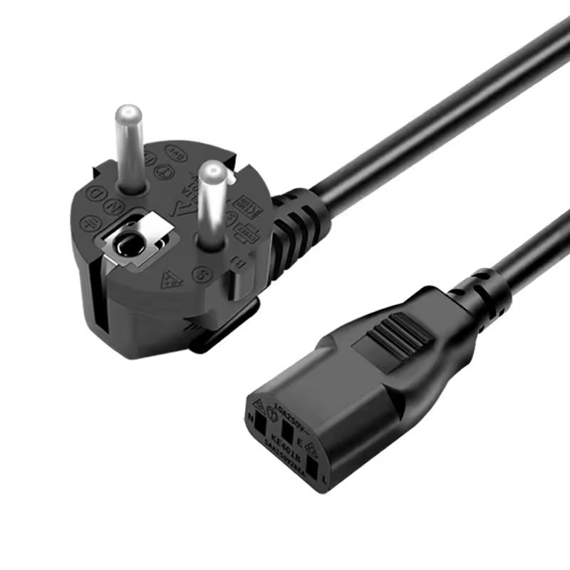 Factory Supply Connector European Standard 3 Pin Schuko Plug Cable Eu Ac Power Cord 1.5m 0.75mm2 Eu Cable
