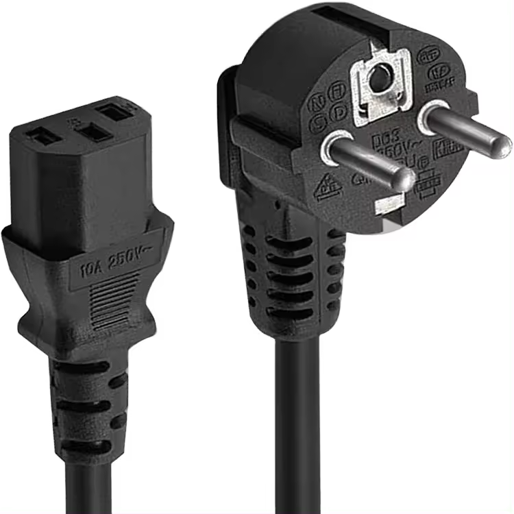 Factory Supply Connector European Standard 3 Pin Schuko Plug Cable Eu Ac Power Cord 1.5m 0.75mm2 Eu Cable