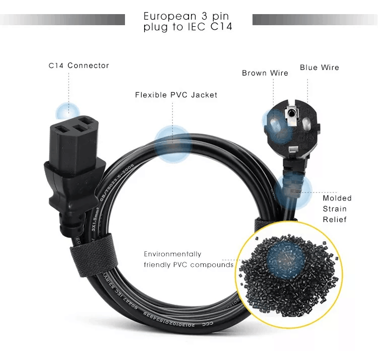 Vde Standard Europe 10a 250v Schuko Ac Pdu With C13 Plug Pvc Jacket Ip11 Level for Home and Computer Use