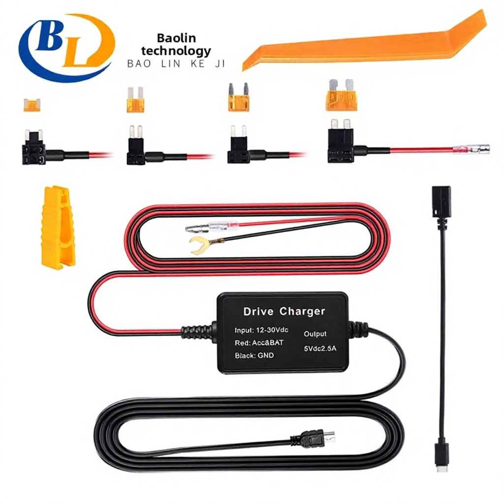 Factory Supply 12-24V Car Step-down Cable Model B219 3.2m Mini Driving Recorder Low-voltage protection Parking Monitoring