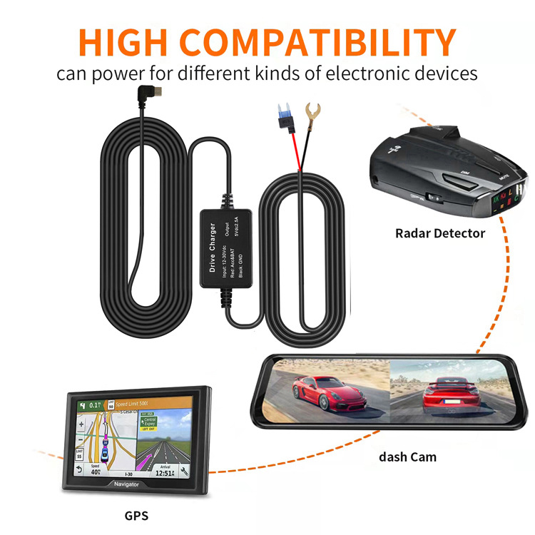 5V2A Step-Down Cable for Dashcam Navigation Device Electronic Dog Power Bank-12V 5V Low-Voltage Protection Model B901 No Cooling
