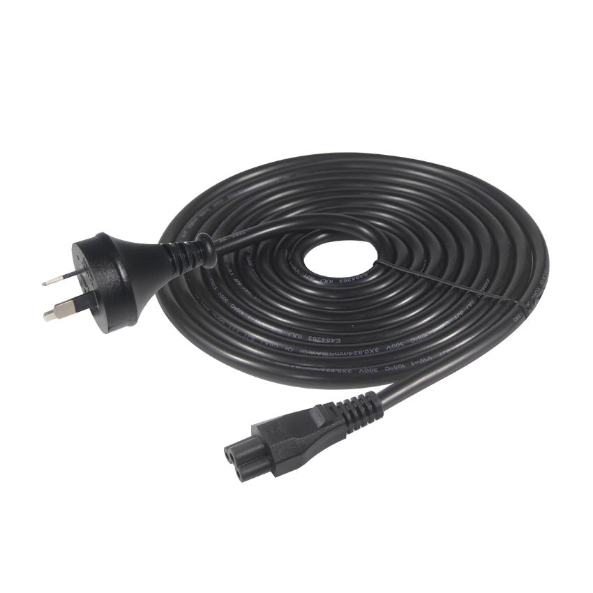 Factory Ex-work 3 Pin Au Cloverleaf Lead Main Plug Ac Cable With Female Ends for Computer Laptop Power Cord