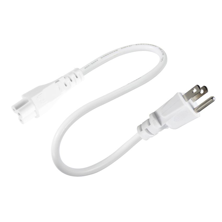 White Nema 5-15p to Power Cable Us 3 Prong Ac Laptop Power Cord 16awg 2ft 125v 10a for Laptop Monitor Printer Scanner