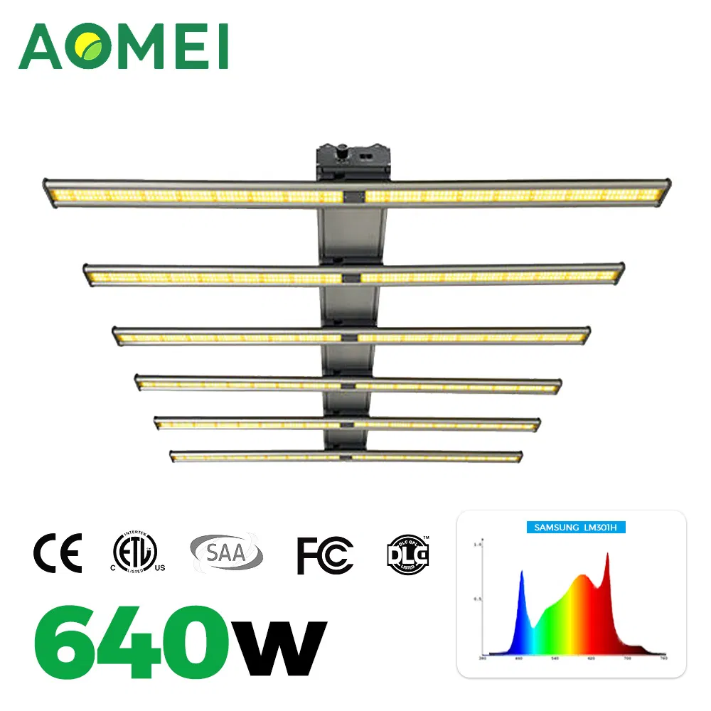 640W Full Spectrum LED Grow Light with 730nm IR, High Ppfd Spider Bar Design, Flowering Enhancement for Commercial Cultivation