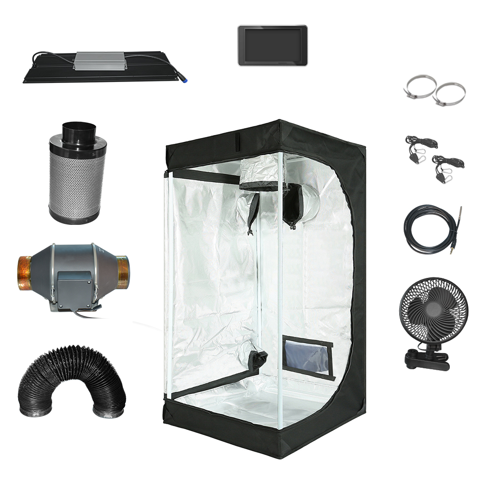 Longood 120W 400W LED Grow Light Kit 600D 1280D Complete Indoor Garden Grow Tent Easy Assembly Nature Pressure for Plant Growth