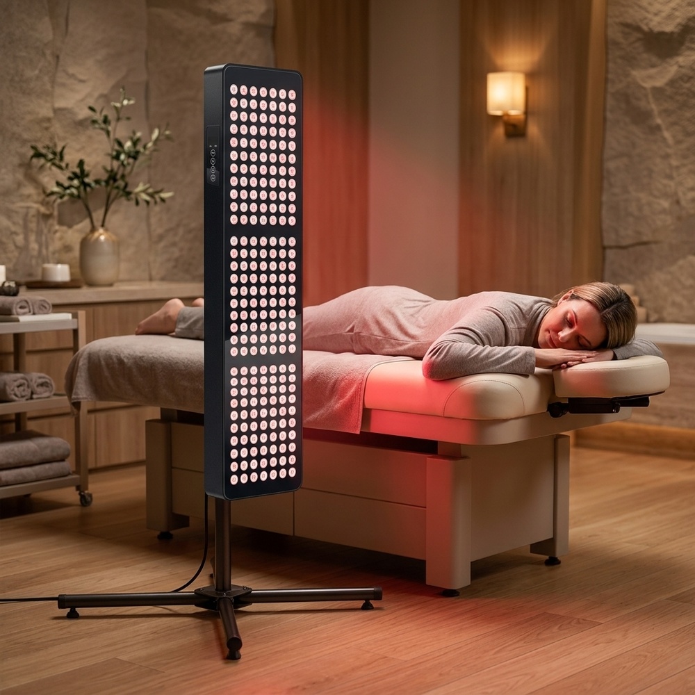 Professional Aluminum Red Light Therapy Device SUNGLOR SG-AL-1000 210 LEDs NIR 630nm 660nm 810nm 830nm 850nm Panel With Timer