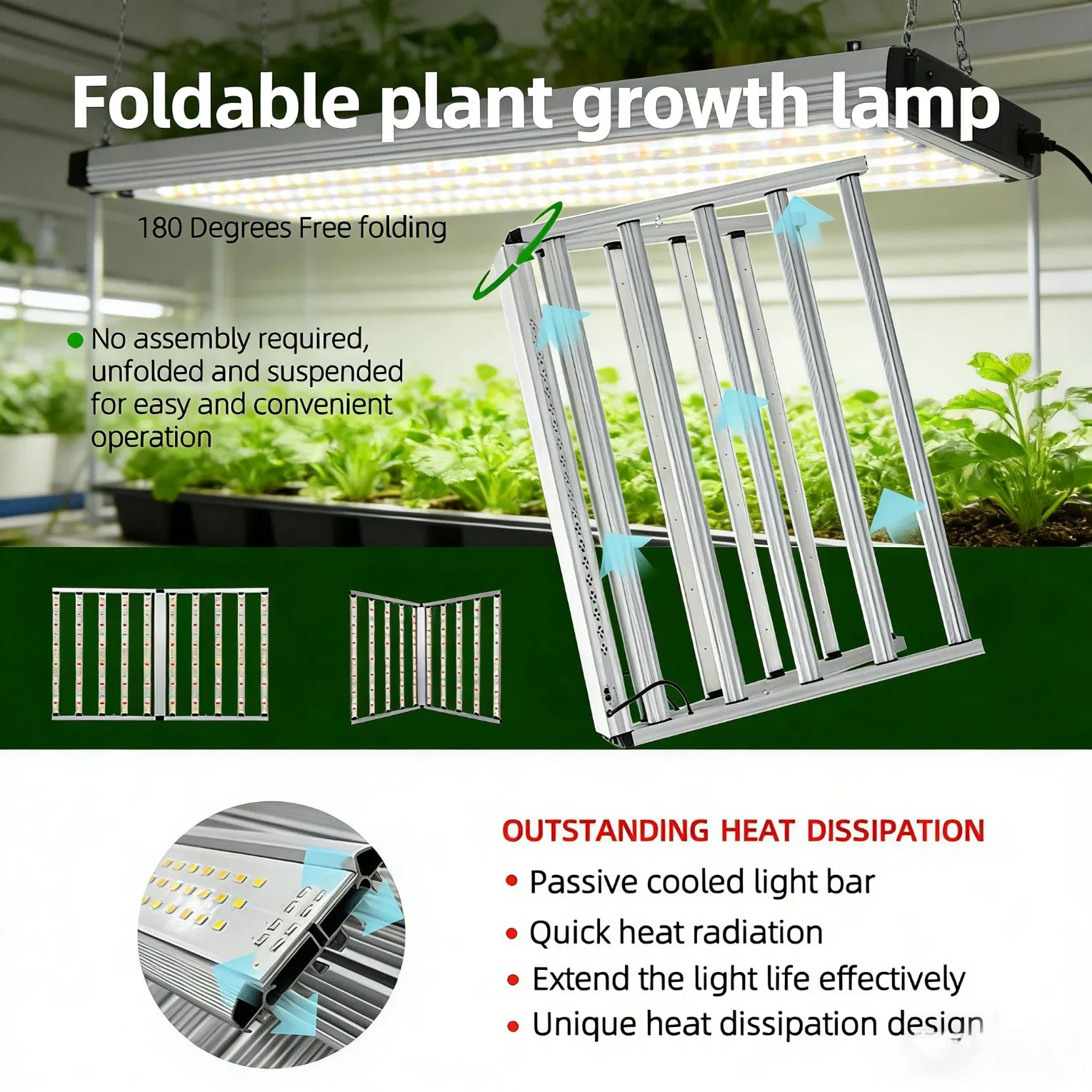 Indoor Vertical Farming Aluminum Hydroponics 1000W LED Plant Grow Lights Full Spectrum