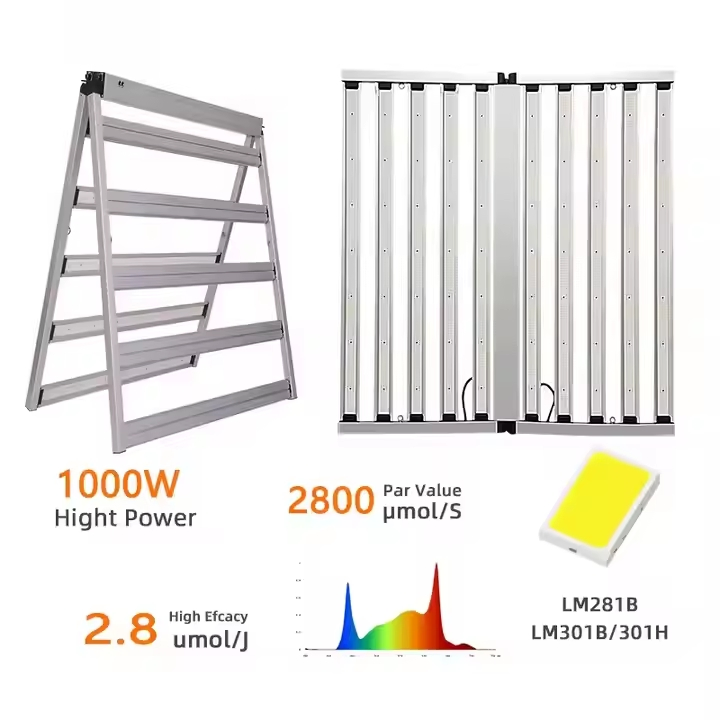 Indoor Vertical Farming Aluminum Hydroponics 1000W LED Plant Grow Lights Full Spectrum