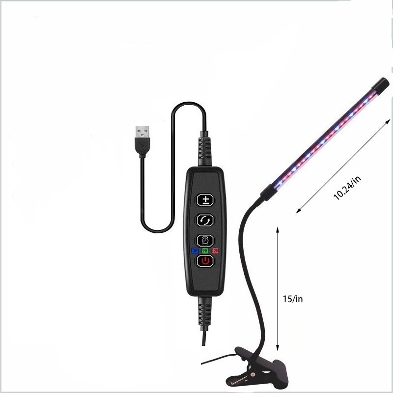 Smart Home LED Plant Grow Light With Clip-on Plant Light Light Color Switching USB Timable Dimming Full Spectrum Grow Lamp