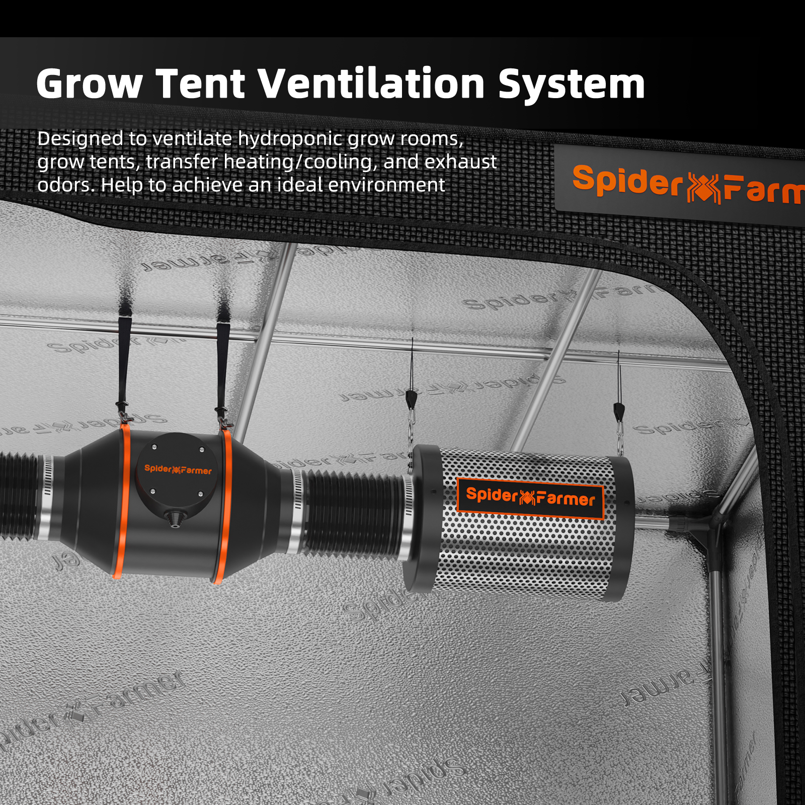 Spider Farmer 320W SE4500 Full Spectrum Led Grow Light 4.6x2.3x6.5ft Growing Tent Complete System