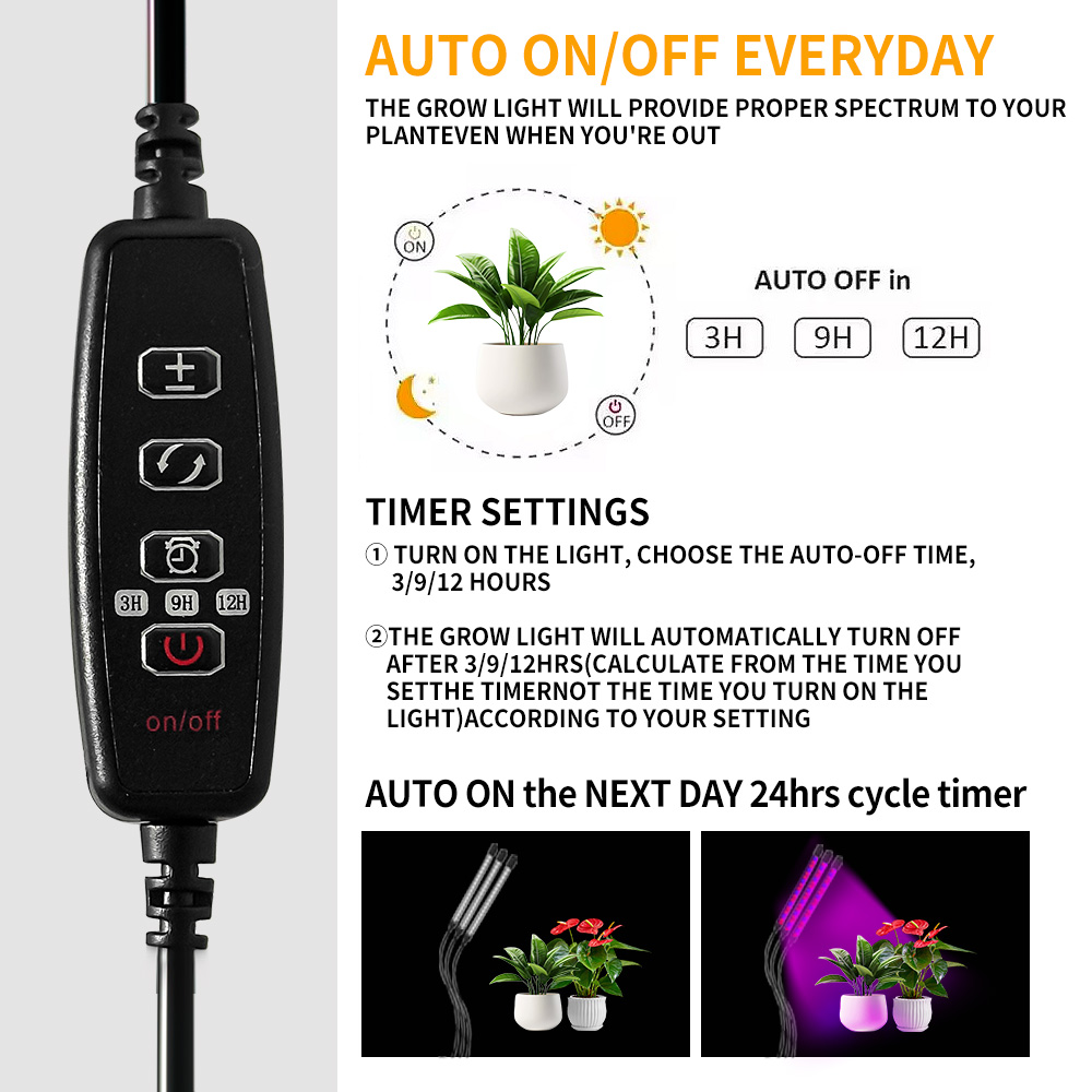 IP44 8W SMD Chip LED Grow Lights Double-Ended Square Tube Full Spectrum Dimmable for Indoor Plant Growth