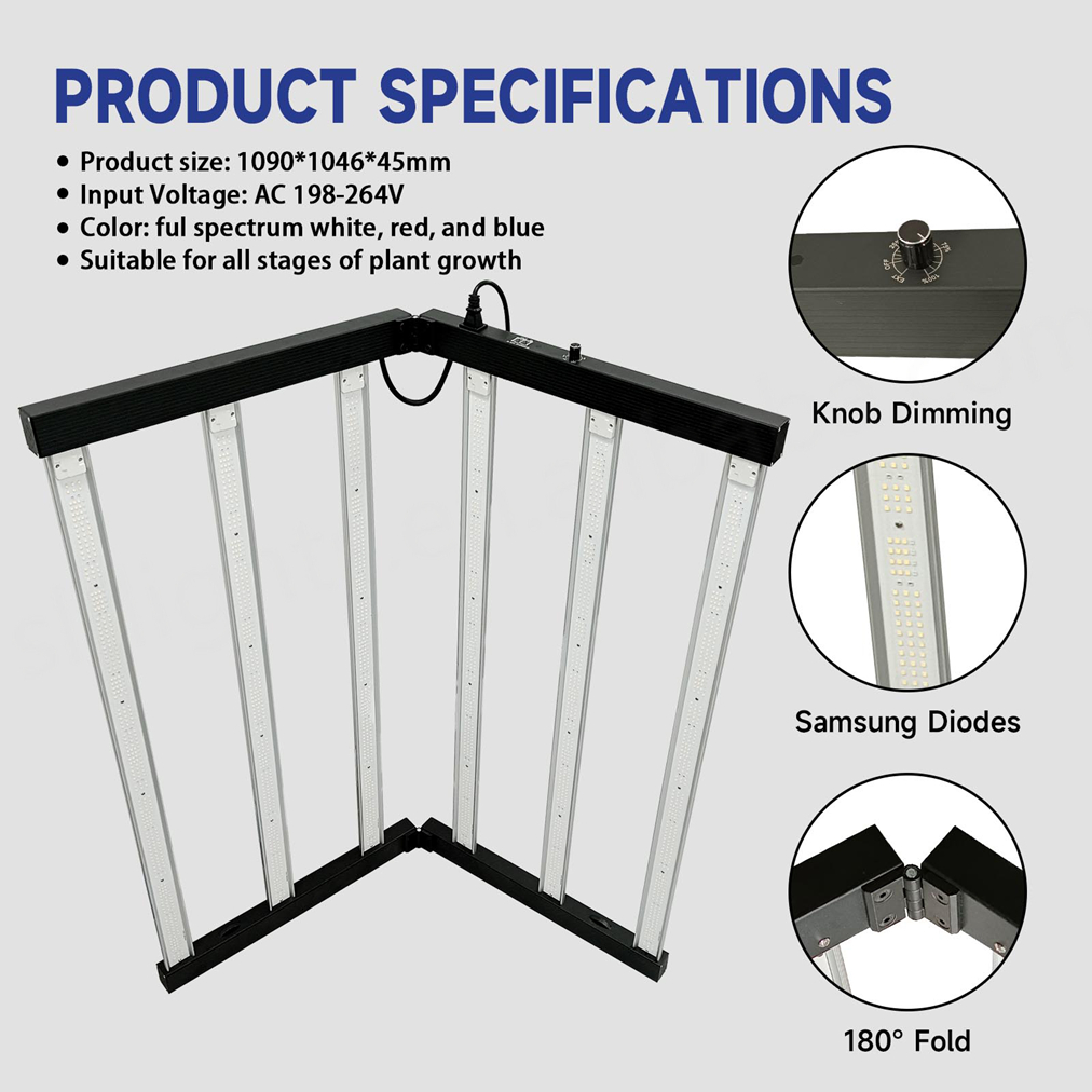 SLTMAKS Samsung Growth Lamp Vertical Farming Indoor Growing System Plant Foldable 6 Bars 720W Led Grow Light Full Spectrum