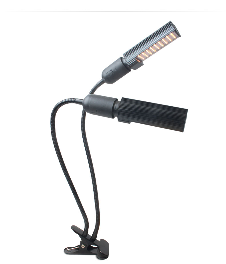 Full Spectrum 2 Heads Timing Dimmable Desk Clip LED Grow Light for Indoor Plants Hydroponics for Indoor Plants