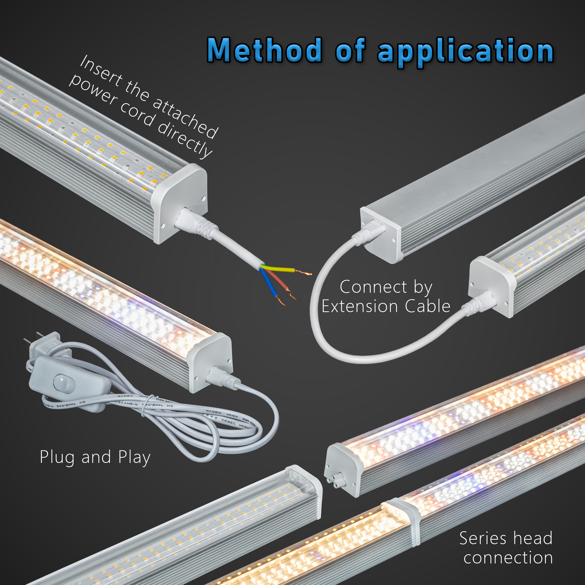 Seedling Rapid Growth 600~1500mm Aluminum Linear Full Spectrum Linkable Plant Led Grow Light