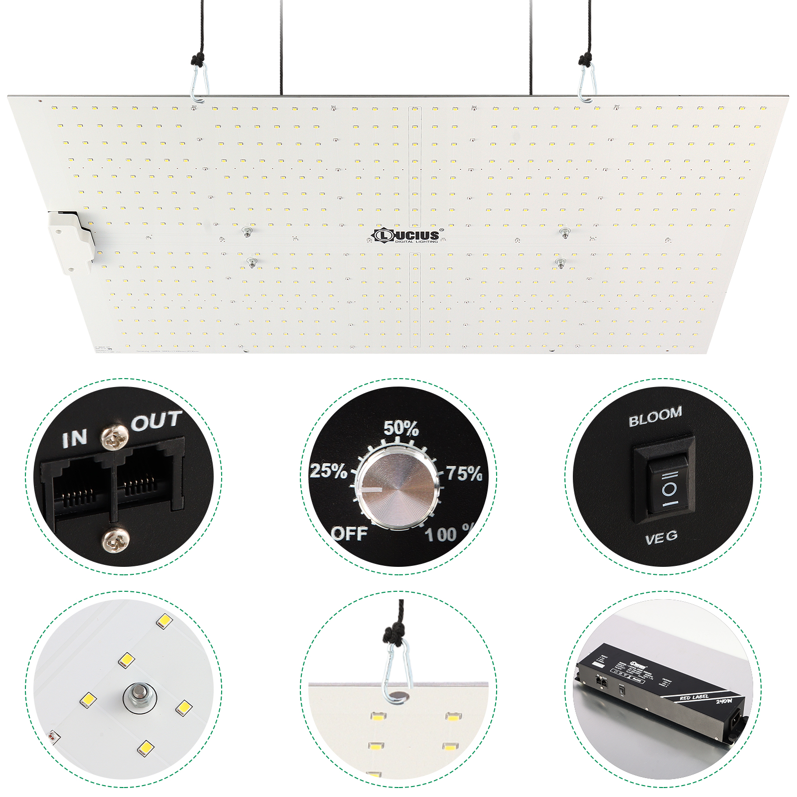 240W Full Spectrum Panel Quantum LED Grow Light Board for Indoor Plant