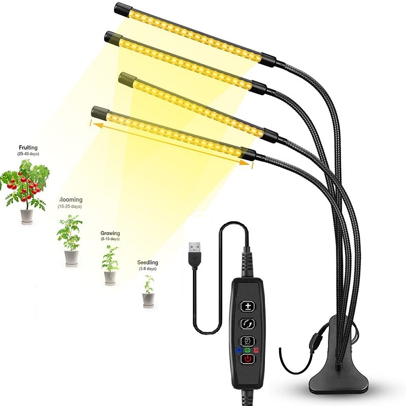 LED Plant Growth Light Clip Timed Full-Spectrum Aluminum Alloy 30000 Hours Lifespan 20 Lm/W Efficiency Supplementary Light for