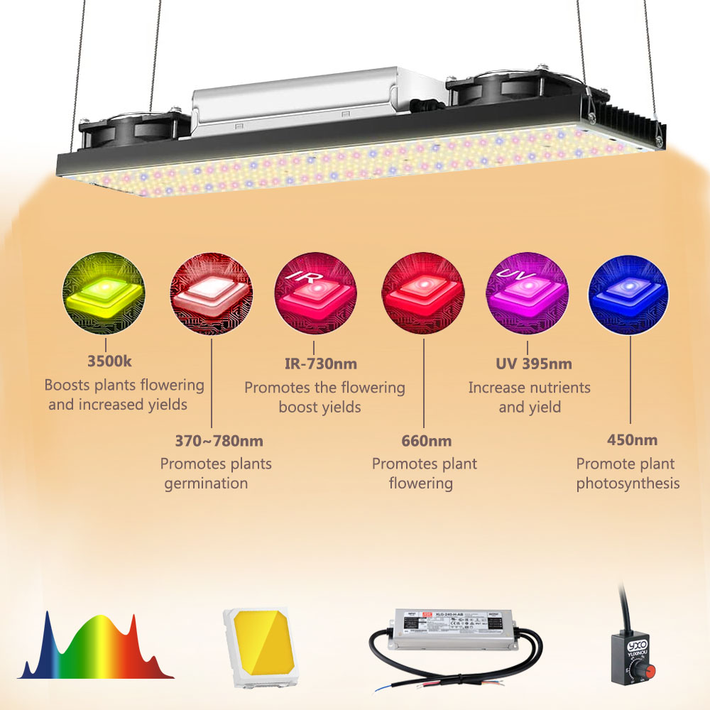 Dimmable Greenhouse LM301H 240 Watt LED Grow Light Full Spectrum 3500K UV IR Red LED Grow Light Board