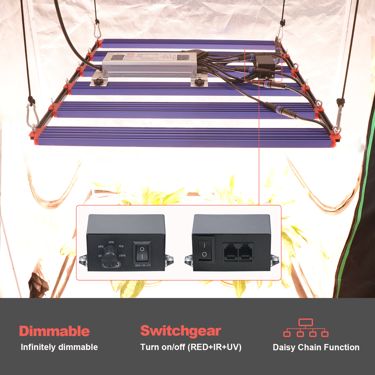 320w grow light bar setup