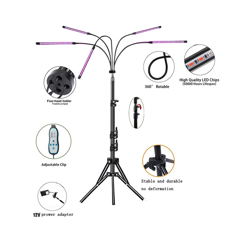 Hot Sale 3000K 5000K Scalable Full Spectrum 80 LEDs 3 Light Modes Plant Growth Lamp With Timer