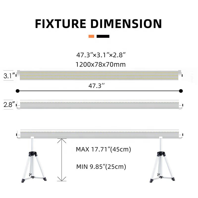 Full Spectrum LED Grow Light Bar 150W Dimmable Linear Plant Grow Tube with Adjustable Tripod Stand Veg Bloom