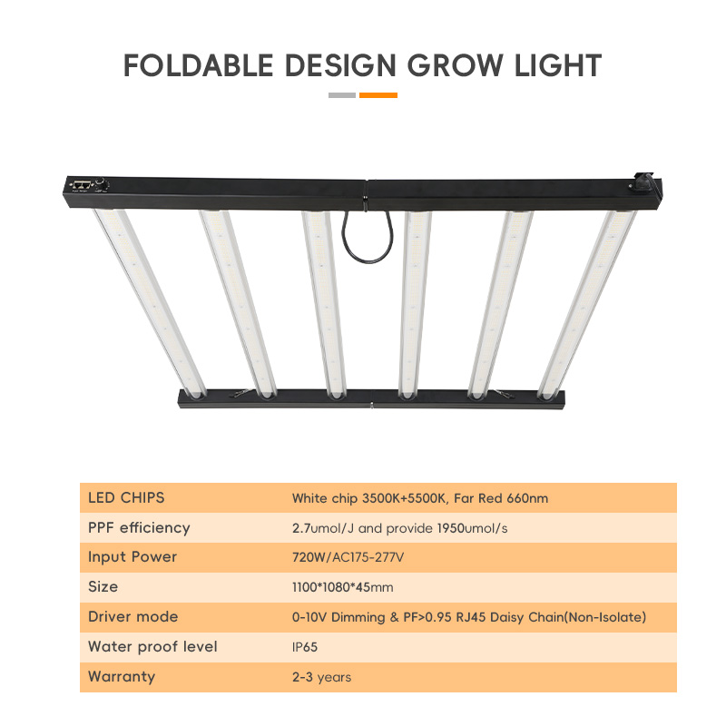 Greenhouse Vegetable Fruit Growing Supplemental Lighting Dedicated Light IP65 Waterproof 720W Full-Spectrum Plant Light