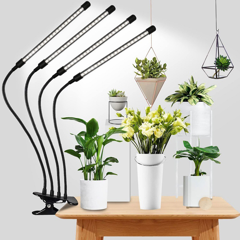 Hot USB Dimmable 40W 4-Head Portable 4-in-1 Circular LED Plant Grow Lights With 400-800nM Full Spectrum For Indoor Floors