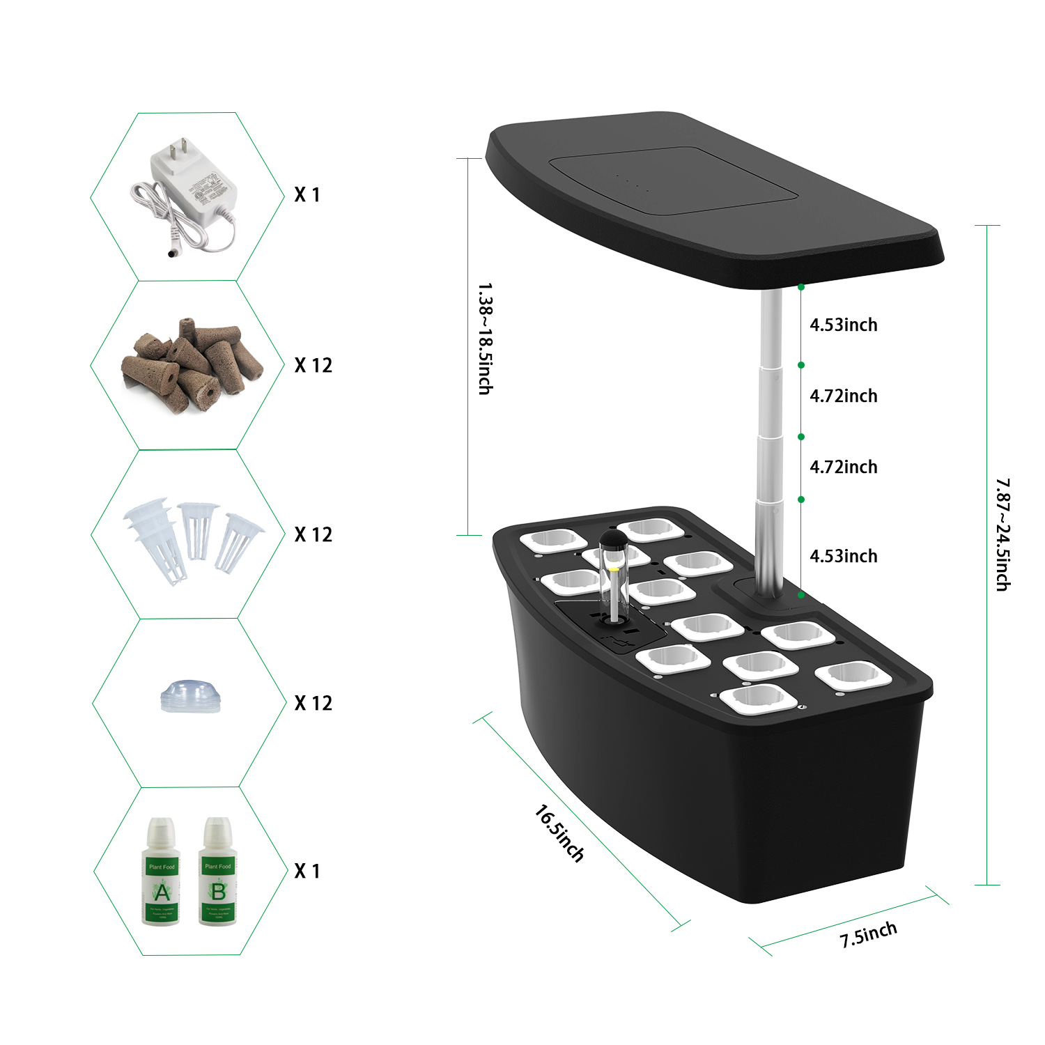 IGS-27 LED Grow Light Specific Spectrum Planting 12 Pods Indoor Greenhouse Hydroponic Smart Garden System Mini Garden