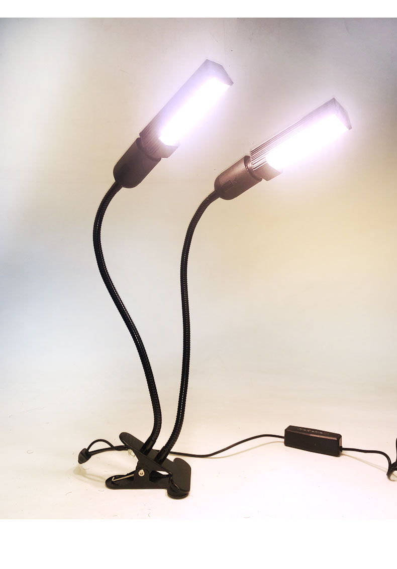 Full Spectrum 2 Heads Timing Dimmable Desk Clip LED Grow Light for Indoor Plants Hydroponics for Indoor Plants