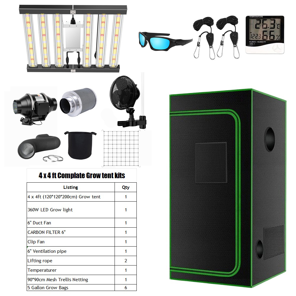 LUXINT 1000w Led Grow Light With 600D Tent 4x4 5x5 ft Indoor Grow Tent Complete Kit Sets for Garden Greenhouses Hydroponics