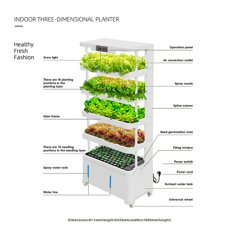 Large Hydroponics Growing System Kit, 5-Tier Indoor Herb Garden with Smart Climate Control, Auto Misting, Full Spectrum Grow Light, Vertical Hydroponic System F