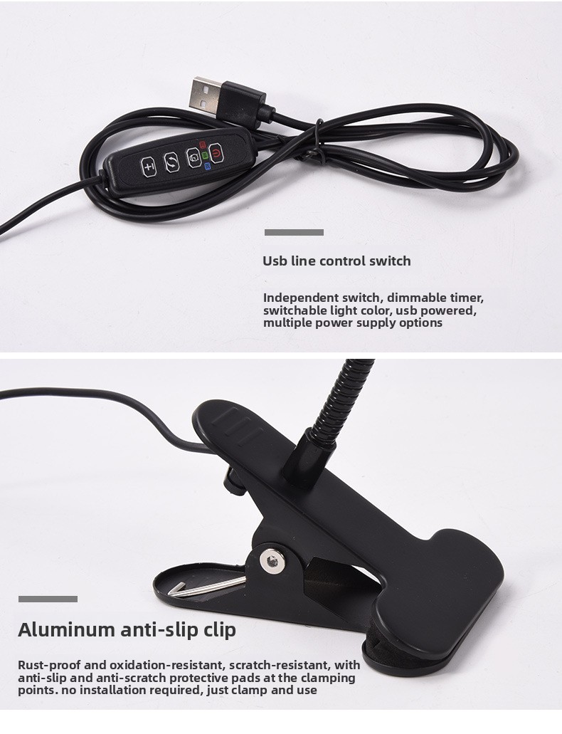 LED Plant Grow Light Clip Timer Full-Spectrum Sunlight Succulent Flower Herb Seedling Supplemental Lighting Lamp USB Interface