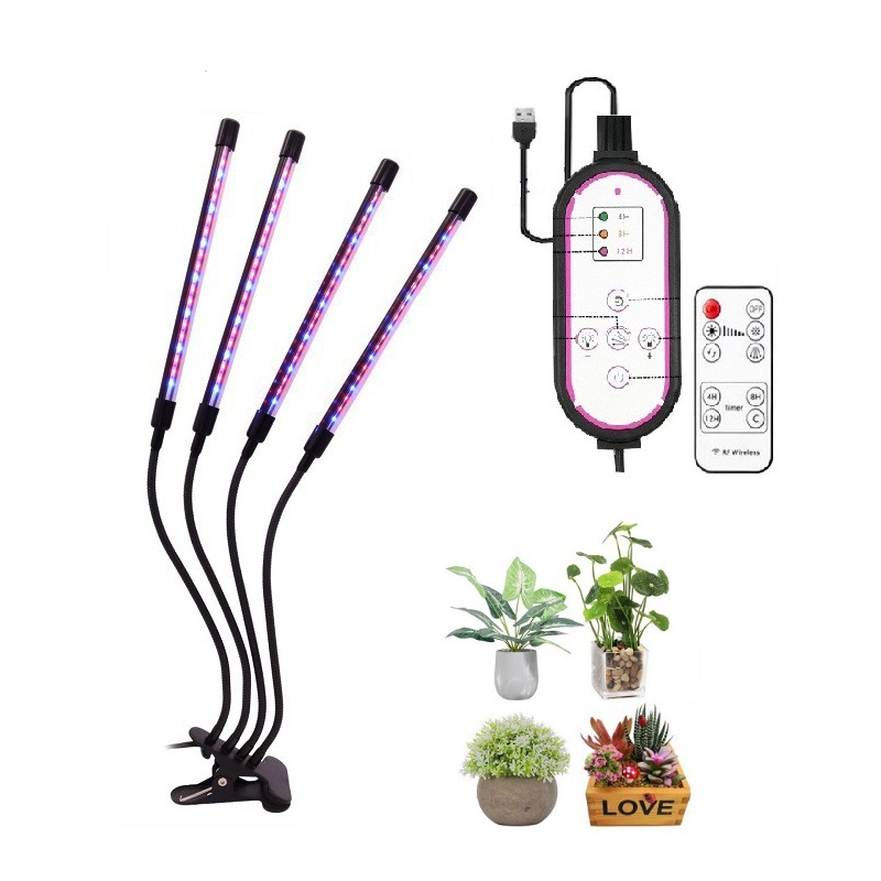 Hot USB Dimmable 40W 4-Head Portable 4-in-1 Circular LED Plant Grow Lights With 400-800nM Full Spectrum For Indoor Floors