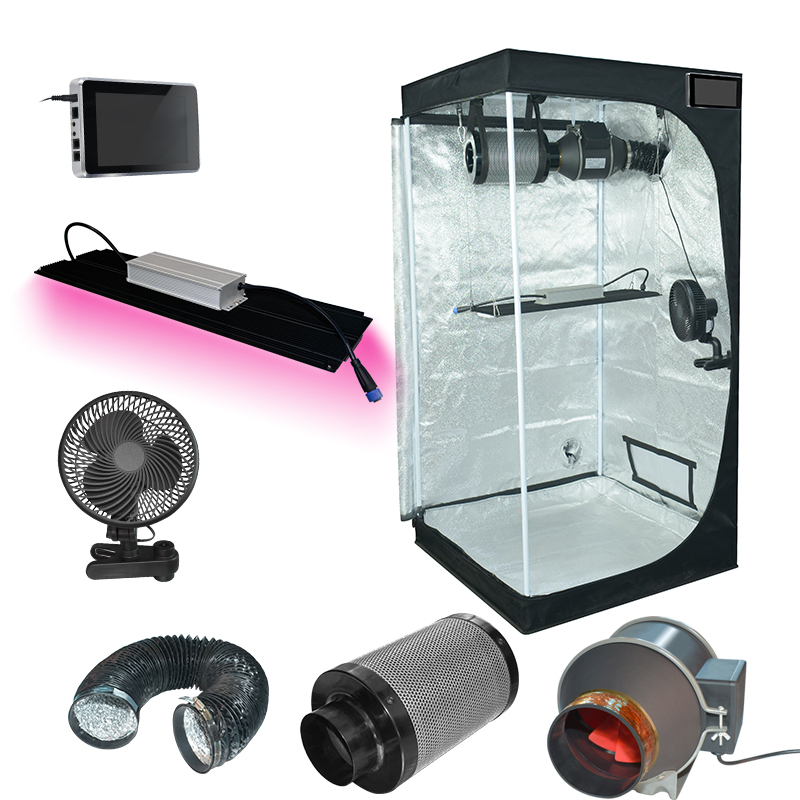 Longood 120W 400W LED Grow Light Kit 600D 1280D Complete Indoor Garden Grow Tent Easy Assembly Nature Pressure for Plant Growth