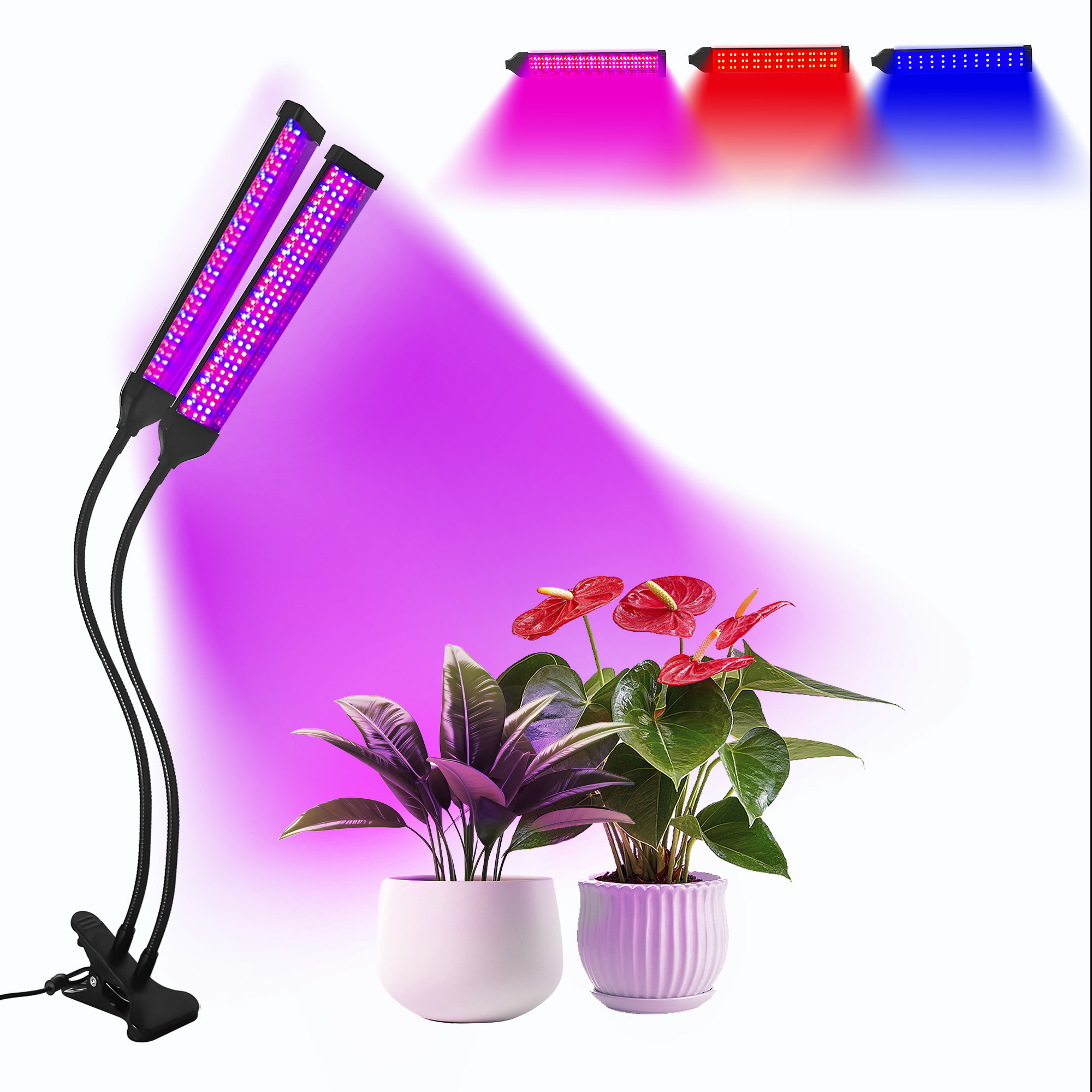 IP44 8W SMD Chip LED Grow Lights Double-Ended Square Tube Full Spectrum Dimmable for Indoor Plant Growth