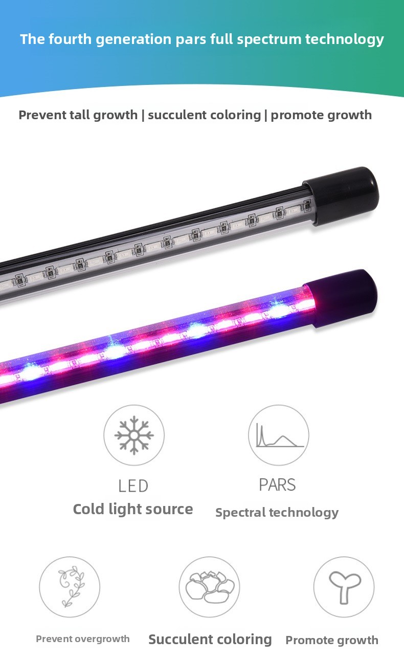 LED Plant Grow Light Clip Timer Full-Spectrum Sunlight Succulent Flower Herb Seedling Supplemental Lighting Lamp USB Interface