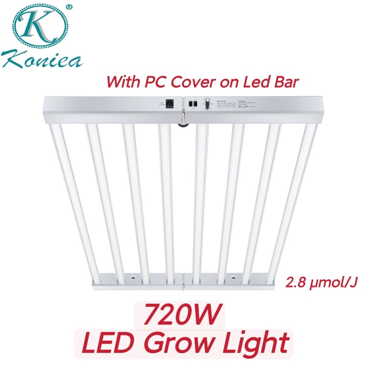 Koniea 720W Foldable Dimmable 4x4ft Full Spectrum Indoor Grow Light 8 Bars Promotional Price for Plant Bloom