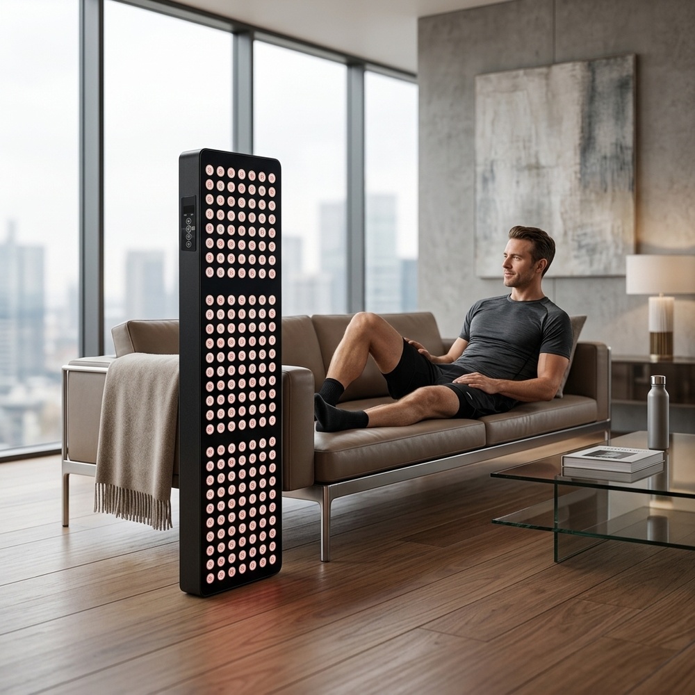 Professional Aluminum Red Light Therapy Device SUNGLOR SG-AL-1000 210 LEDs NIR 630nm 660nm 810nm 830nm 850nm Panel With Timer