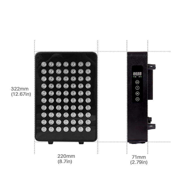 SUNGLOR SG-AL-300 Aluminum Housing Red Light Therapy Panel 70 LEDs 5-Band NIR Spectrum Device With Pulse And Time