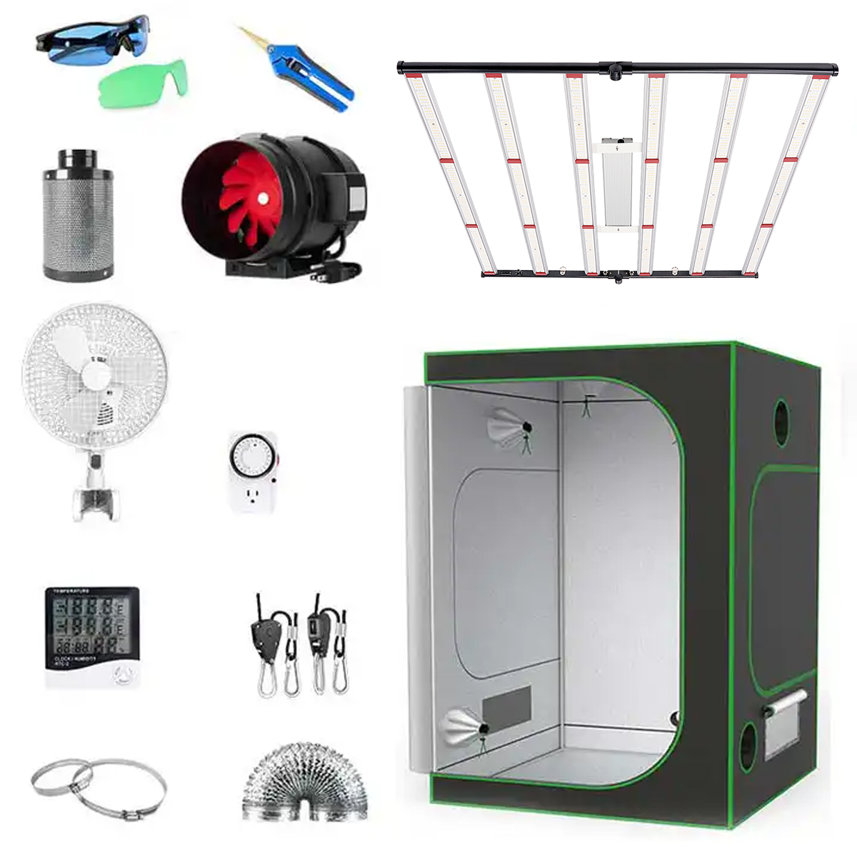 OEM High Quality 120x120x200cm Hydroponics System Fan &amp; Filter 600W LED Grow Light Kit Aluminum Bloom for Grow Tent