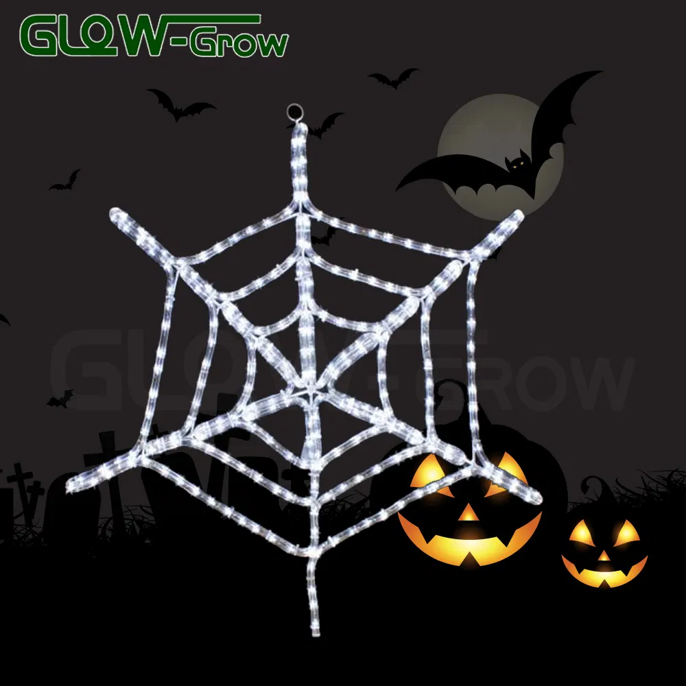 Custom White Halloween Spider Net Shape LED Motif Light for House Home Street Decoration