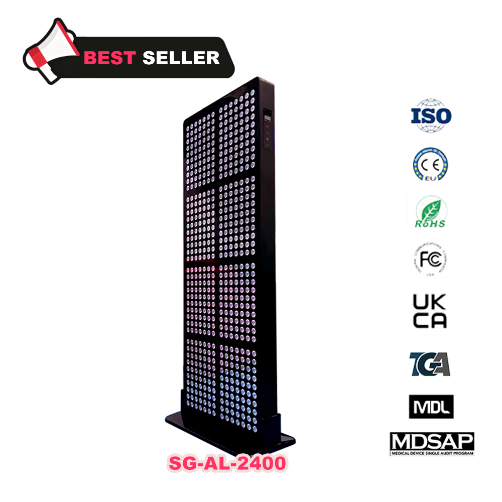 SUNGLOR SG-AL-2400 Professional 5-Band Red Light Therapy Panel 560 LEDs 660nm 850nm NIR Aluminum Light With Timer &amp; Pulse