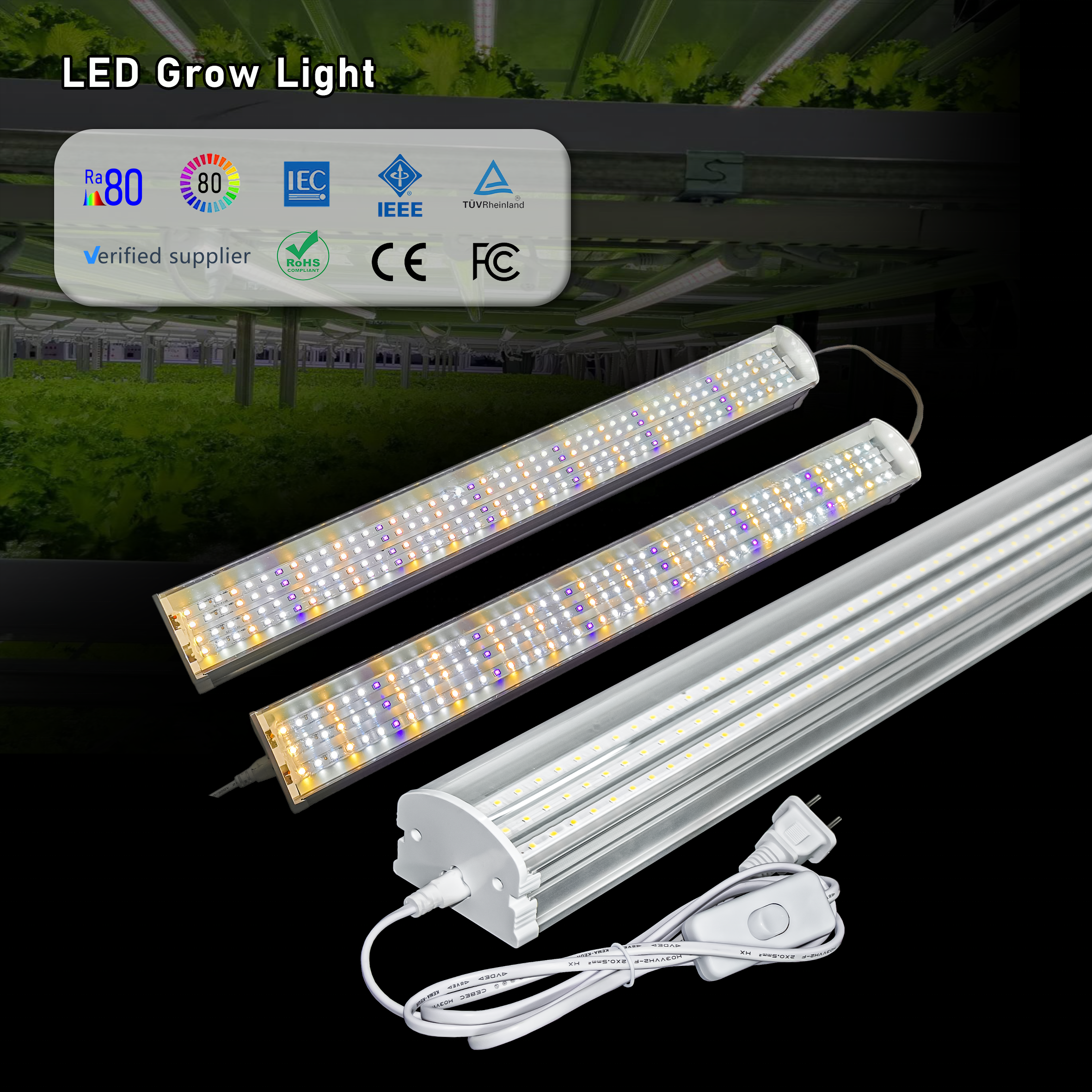 Certified Seedling Growth Light Full Spectrum Red Blue White 660nm 450nm 730nm Plant LED Grow Light