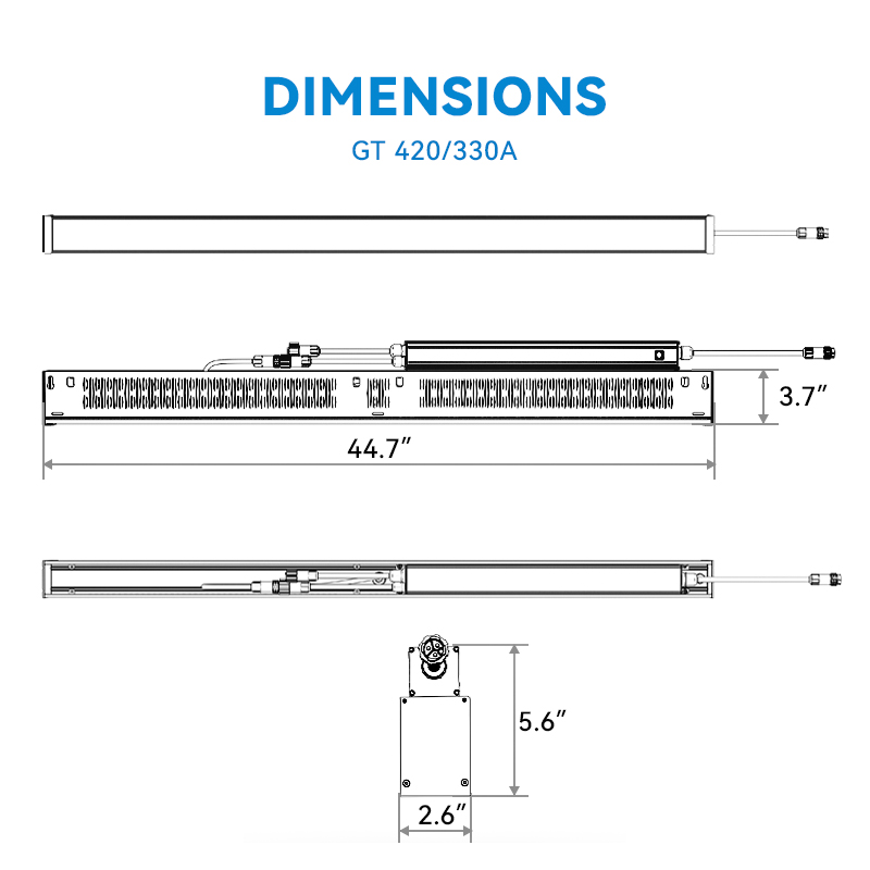 Upgraded Aluminum Linear LED Grow Light GT 420W/330W GR9 High Yield IP65 Bloom Indoor Greenhouse 5-Year Warranty