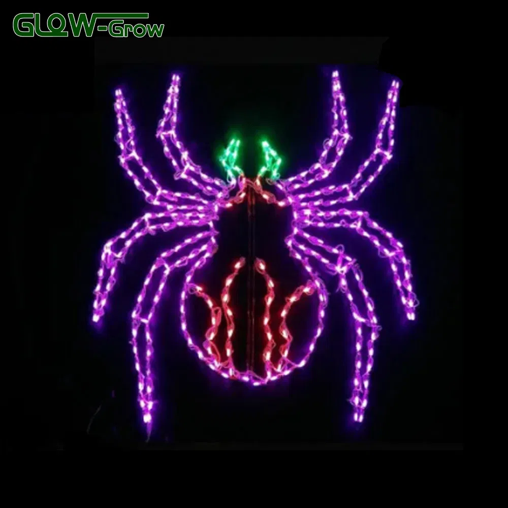 Indoor Outdoor Use Halloween Spider Purple LED Rope Motif Light for Home Decoration